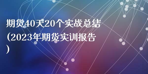 期货40天20个实战总结(2023年期货实训报告)_https://gjqh.wpmee.com_期货百科_第1张