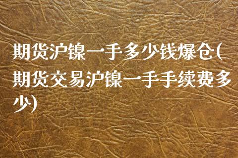 期货沪镍一手多少钱爆仓(期货交易沪镍一手手续费多少)_https://gjqh.wpmee.com_国际期货_第1张