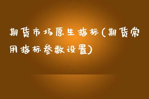 期货市场原生指标(期货常用指标参数设置)_https://gjqh.wpmee.com_期货平台_第1张