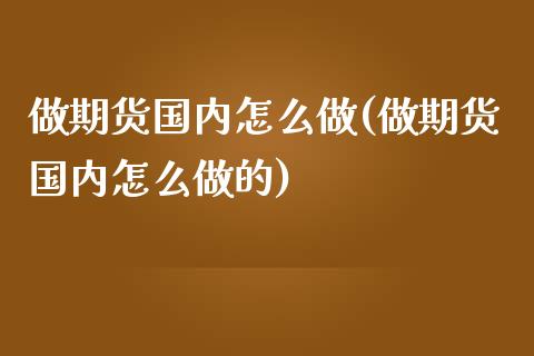 做期货国内怎么做(做期货国内怎么做的)_https://gjqh.wpmee.com_国际期货_第1张