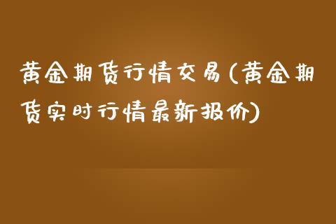 黄金期货行情交易(黄金期货实时行情最新报价)_https://gjqh.wpmee.com_国际期货_第1张