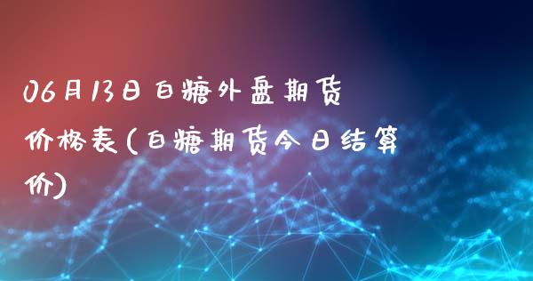 06月13日白糖外盘期货价格表(白糖期货今日结算价)_https://gjqh.wpmee.com_期货新闻_第1张