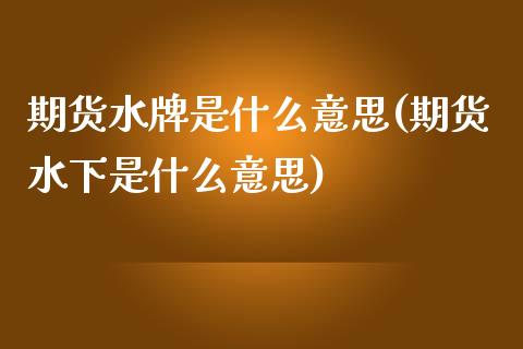 期货水牌是什么意思(期货水下是什么意思)_https://gjqh.wpmee.com_期货开户_第1张