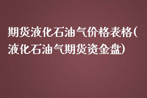 期货液化石油气价格表格(液化石油气期货资金盘)_https://gjqh.wpmee.com_期货开户_第1张