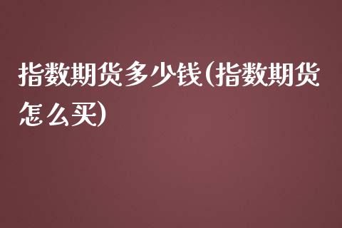 指数期货多少钱(指数期货怎么买)_https://gjqh.wpmee.com_期货平台_第1张