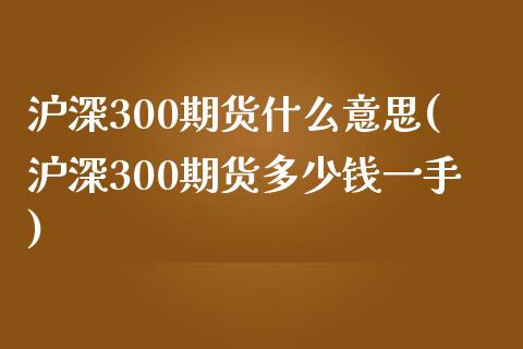 沪深300期货什么意思(沪深300期货多少钱一手)_https://gjqh.wpmee.com_期货开户_第1张