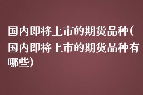 国内即将上市的期货品种(国内即将上市的期货品种有哪些)_https://gjqh.wpmee.com_国际期货_第1张