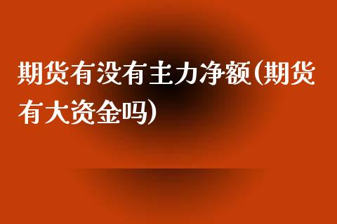 期货有没有主力净额(期货有大资金吗)_https://gjqh.wpmee.com_期货平台_第1张