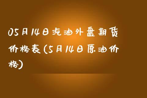 05月14日汽油外盘期货价格表(5月14日原油价格)_https://gjqh.wpmee.com_期货开户_第1张