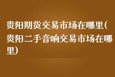 贵阳期货交易市场在哪里(贵阳二手音响交易市场在哪里)_https://gjqh.wpmee.com_国际期货_第1张