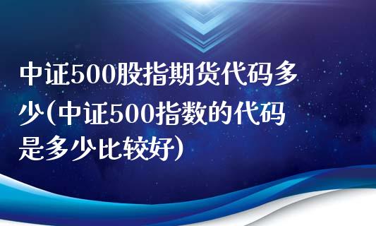 中证500股指期货代码多少(中证500指数的代码是多少比较好)_https://gjqh.wpmee.com_期货平台_第1张