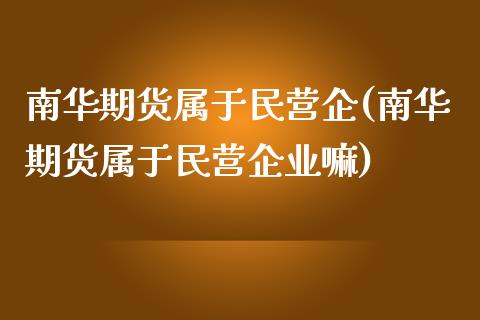 南华期货属于民营企(南华期货属于民营企业嘛)_https://gjqh.wpmee.com_期货开户_第1张