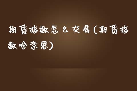 期货指数怎么交易(期货指数啥意思)_https://gjqh.wpmee.com_期货百科_第1张