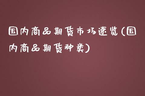 国内商品期货市场速览(国内商品期货种类)_https://gjqh.wpmee.com_期货新闻_第1张