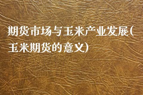 期货市场与玉米产业发展(玉米期货的意义)_https://gjqh.wpmee.com_期货开户_第1张