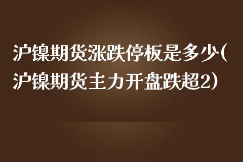 沪镍期货涨跌停板是多少(沪镍期货主力开盘跌超2)_https://gjqh.wpmee.com_期货百科_第1张