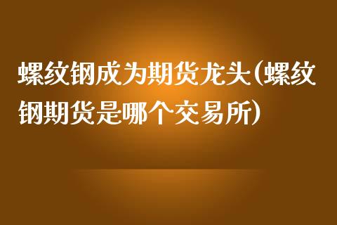 螺纹钢成为期货龙头(螺纹钢期货是哪个交易所)_https://gjqh.wpmee.com_国际期货_第1张