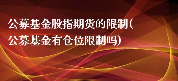 公募基金股指期货的限制(公募基金有仓位限制吗)_https://gjqh.wpmee.com_期货平台_第1张