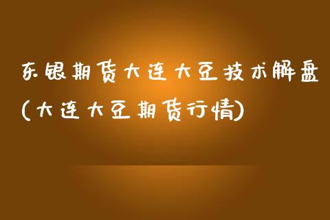 东银期货大连大豆技术解盘(大连大豆期货行情)_https://gjqh.wpmee.com_期货平台_第1张