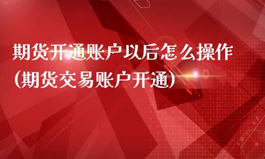 期货开通账户以后怎么操作(期货交易账户开通)_https://gjqh.wpmee.com_期货新闻_第1张