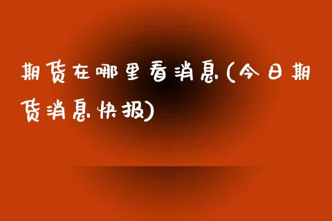 期货在哪里看消息(今日期货消息快报)_https://gjqh.wpmee.com_期货开户_第1张