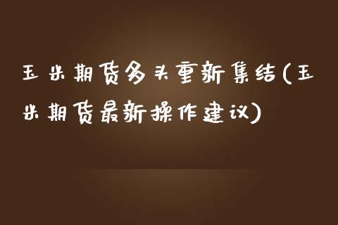 玉米期货多头重新集结(玉米期货最新操作建议)_https://gjqh.wpmee.com_期货开户_第1张