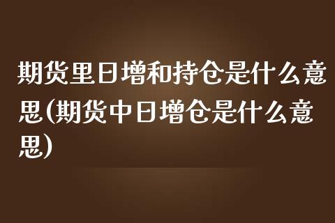 期货里日增和持仓是什么意思(期货中日增仓是什么意思)_https://gjqh.wpmee.com_期货开户_第1张