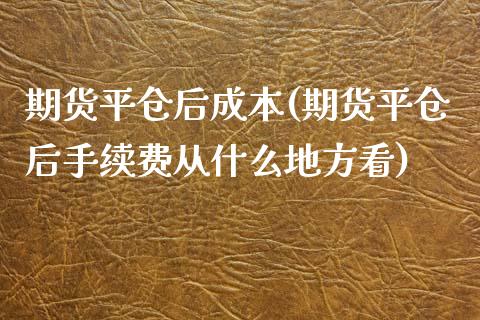 期货平仓后成本(期货平仓后手续费从什么地方看)_https://gjqh.wpmee.com_期货平台_第1张