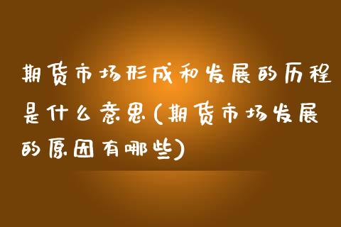 期货市场形成和发展的历程是什么意思(期货市场发展的原因有哪些)_https://gjqh.wpmee.com_期货平台_第1张