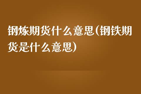 钢炼期货什么意思(钢铁期货是什么意思)_https://gjqh.wpmee.com_期货平台_第1张