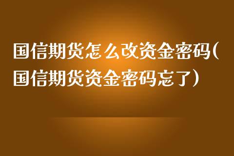 国信期货怎么改资金密码(国信期货资金密码忘了)_https://gjqh.wpmee.com_期货平台_第1张