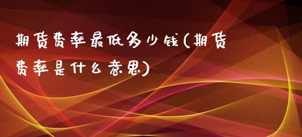 期货费率最低多少钱(期货费率是什么意思)_https://gjqh.wpmee.com_国际期货_第1张