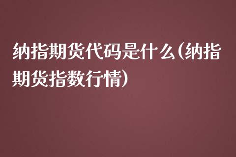 纳指期货代码是什么(纳指期货指数行情)_https://gjqh.wpmee.com_期货平台_第1张