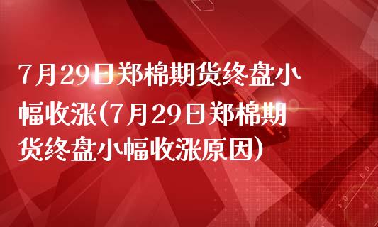 7月29日郑棉期货终盘小幅收涨(7月29日郑棉期货终盘小幅收涨原因)_https://gjqh.wpmee.com_期货新闻_第1张