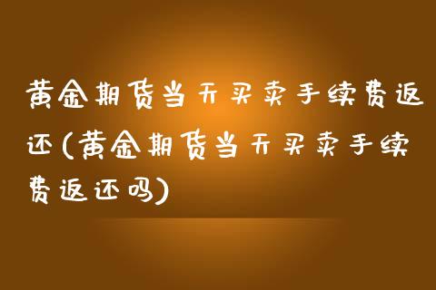 黄金期货当天买卖手续费返还(黄金期货当天买卖手续费返还吗)_https://gjqh.wpmee.com_期货百科_第1张