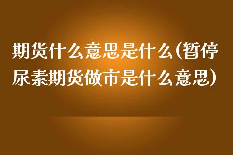 期货什么意思是什么(暂停尿素期货做市是什么意思)_https://gjqh.wpmee.com_国际期货_第1张