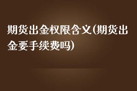 期货出金权限含义(期货出金要手续费吗)_https://gjqh.wpmee.com_期货平台_第1张