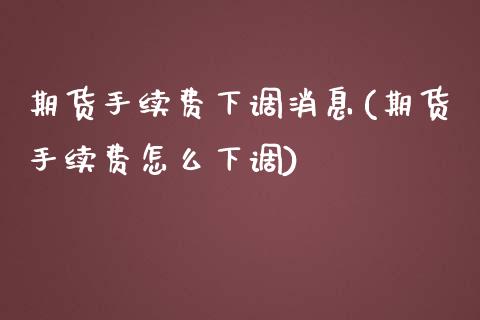 期货手续费下调消息(期货手续费怎么下调)_https://gjqh.wpmee.com_期货百科_第1张