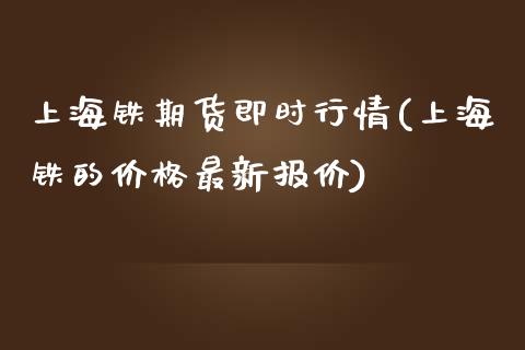 上海铁期货即时行情(上海铁的价格最新报价)_https://gjqh.wpmee.com_期货新闻_第1张