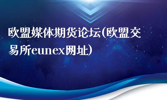 欧盟媒体期货论坛(欧盟交易所eunex网址)_https://gjqh.wpmee.com_期货新闻_第1张