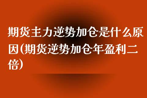 期货主力逆势加仓是什么原因(期货逆势加仓年盈利二倍)_https://gjqh.wpmee.com_期货平台_第1张