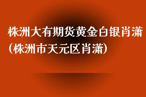 株洲大有期货黄金白银肖潇(株洲市天元区肖潇)_https://gjqh.wpmee.com_期货平台_第1张