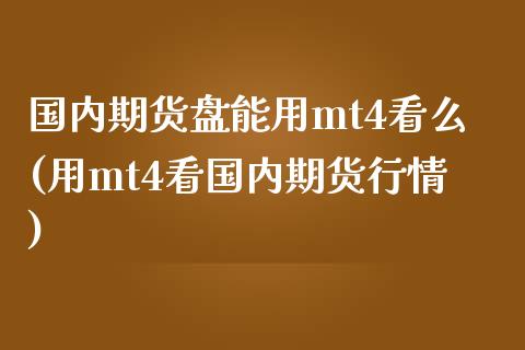 国内期货盘能用mt4看么(用mt4看国内期货行情)_https://gjqh.wpmee.com_期货新闻_第1张