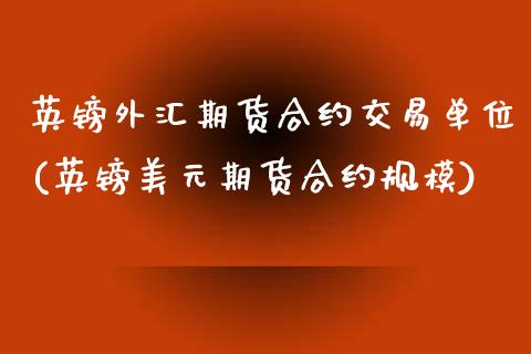 英镑外汇期货合约交易单位(英镑美元期货合约规模)_https://gjqh.wpmee.com_期货开户_第1张