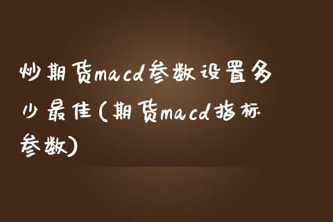 炒期货macd参数设置多少最佳(期货macd指标参数)_https://gjqh.wpmee.com_期货平台_第1张