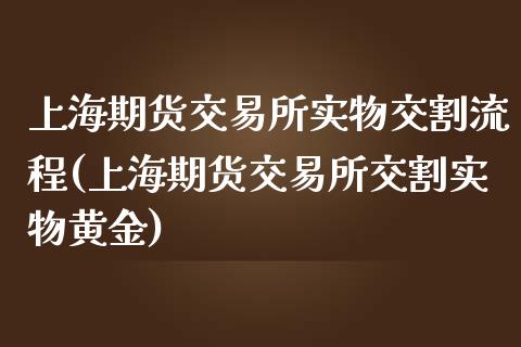 上海期货交易所实物交割流程(上海期货交易所交割实物黄金)_https://gjqh.wpmee.com_期货百科_第1张