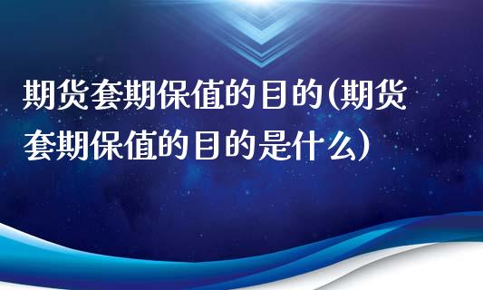 期货套期保值的目的(期货套期保值的目的是什么)_https://gjqh.wpmee.com_国际期货_第1张