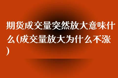 期货成交量突然放大意味什么(成交量放大为什么不涨)_https://gjqh.wpmee.com_期货百科_第1张