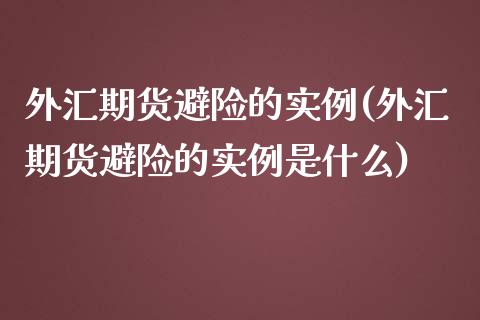 外汇期货避险的实例(外汇期货避险的实例是什么)_https://gjqh.wpmee.com_期货平台_第1张