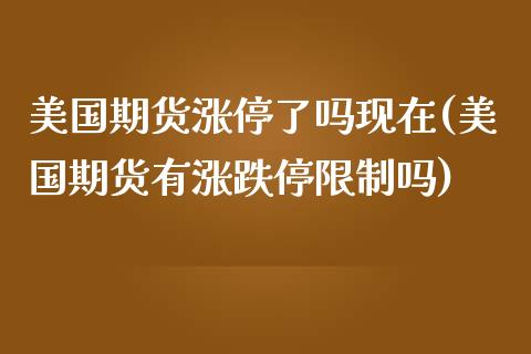 美国期货涨停了吗现在(美国期货有涨跌停限制吗)_https://gjqh.wpmee.com_国际期货_第1张